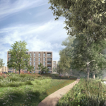London New Vernacular style building in leafy surrounds