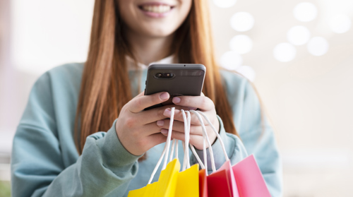 woman shopping on phone